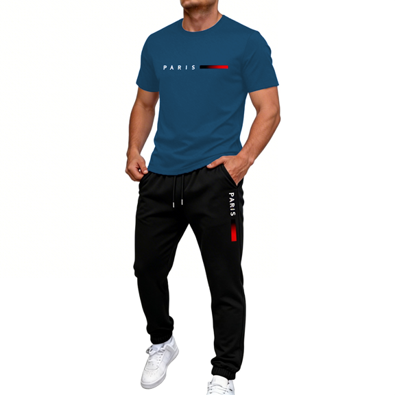 Dresfit Track Suits Men Short Sleeve Crewneck T Shirt & Pants 2026 Summer Graphic Athletic Tracksuit Big and Tall Slim Fit Loose Short Sets M