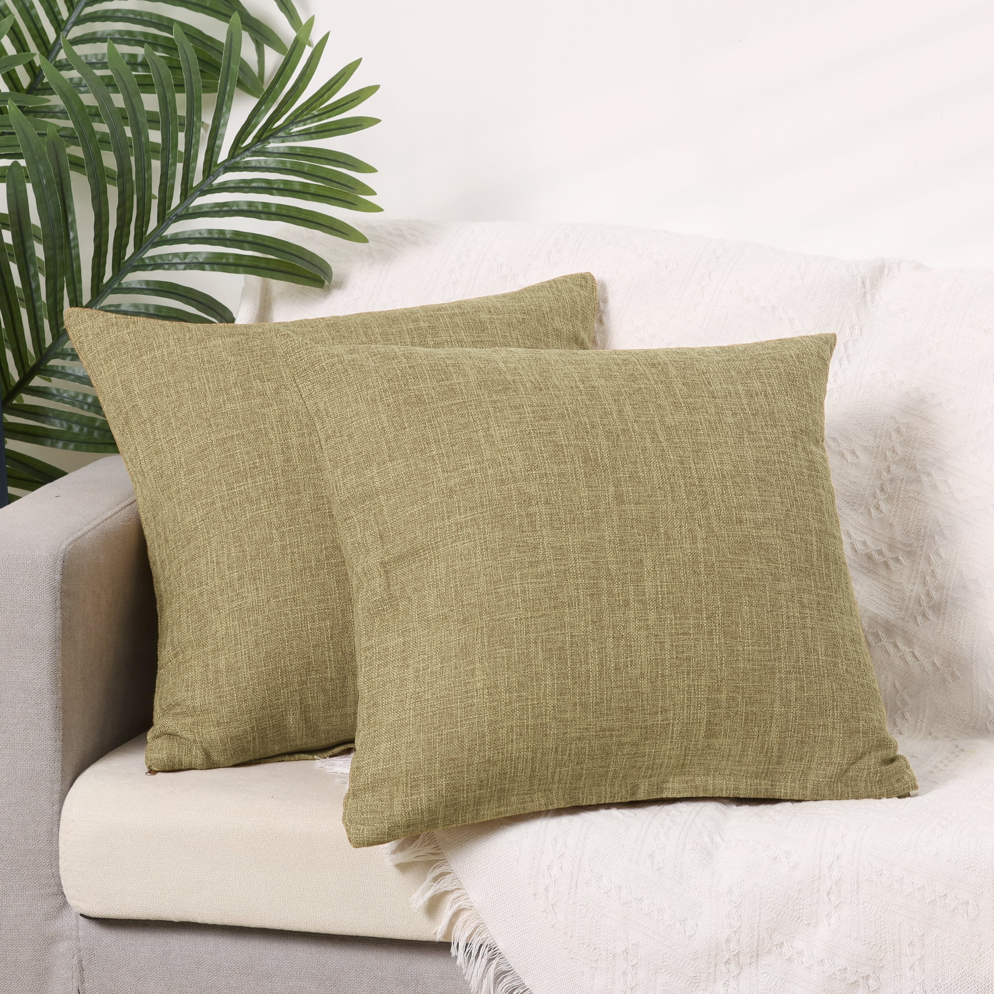 Unique Bargains 4 Pcs Solid Linen Pillow Covers Set Soft Decorative Throw Pillow Cover Khaki/Dark Gray 16" x 16"