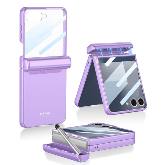 For Samsung Galaxy Z Flip 7 phone case, with built-in screen protector, supports wireless charging, shockproof and scratch-resistant slim case