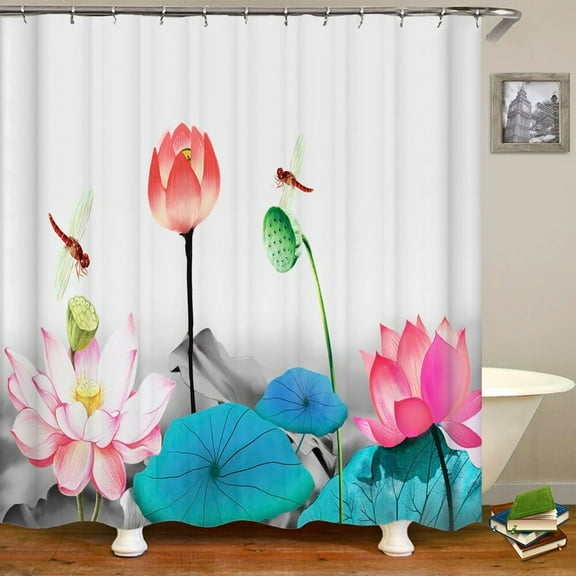 3D European beautiful flower printing bathroom curtain waterproof polyester shower curtain home decoration curtain with hooks