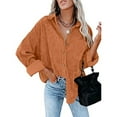 thumbnail image 1 of Women Casual Corduroy Shirt Oversize Ladies Shacket Jacket Long Sleeve Button Down Boyfriend Blouse Open Front Coat Top, 1 of 8