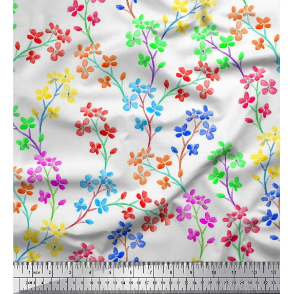 Soimoi Moss Georgette Fabric Lilac Floral Printed Craft Fabric by The Yard 42 Inch Wide