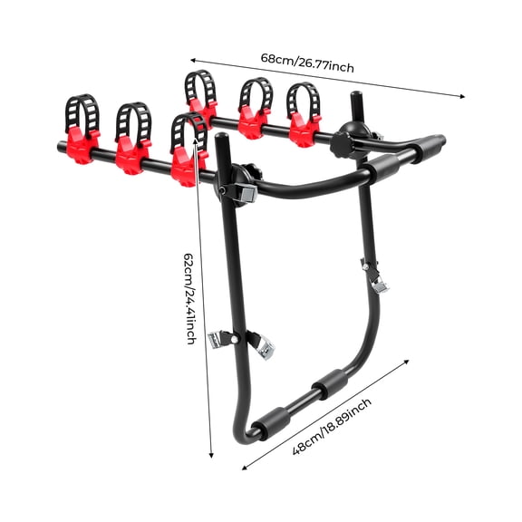 3-Bike Trunk Mount Rack, Bike Rack, Car Bike Rack for Automobile Trunks, SUVs, and Minivans