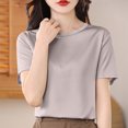 thumbnail image 2 of Summer Plus Size Shirts for Womens Fashion Solid Color Loose And Versatile T-shirt, 2 of 4