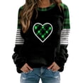 thumbnail image 2 of Uootdi Plaid Love Heart Irish Saint Pattys Shamrock Long Sleeve Shirts for Women St Patricks Day Crewneck Sweatshirts Holiday Trendy Pullover Tops Gift, 2 of 5