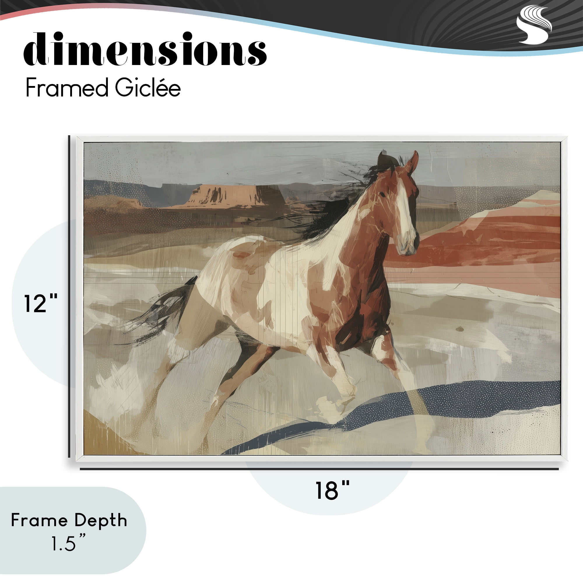 Stupell Industries Wild Horse Across Plains White Framed Giclee Art, design by Chromatic Storm Studio