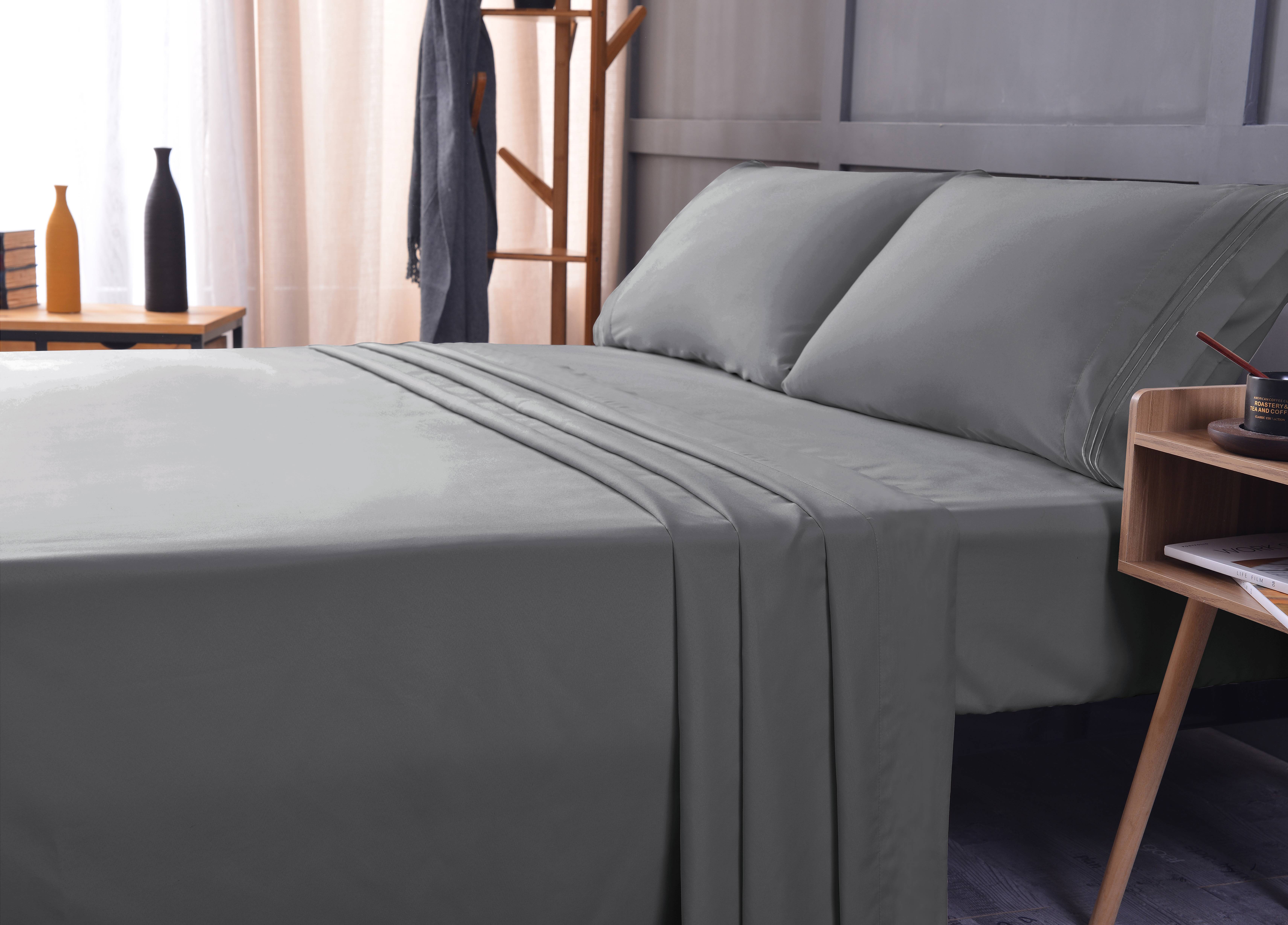 Mutlu Home Goods Rayon Made From Bamboo Sheets Set, Queen Gray Sheets -Deep Pockets-Available in Queen,King,Full,California King,Twin,Twin XL-Wrinkle Free-Ultrasoft-4 Pieces, Queen Size, Gray - image 5 of 5
