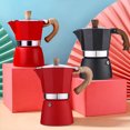 thumbnail image 3 of fashionhome Coffee Maker Aluminum Coffee Machine Octagon Household Mocha Pot Kitchen Accessory, Black, 150ML, 3 of 9