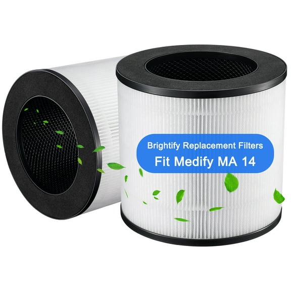 Brightify 2 Packs Replacements for Medify MA-14 Filter, H13 True HEPA Air Filters Fit Medify Air Purifier MA-14W, MA-14B, 3 in 1 Filter with Pre-filter, H13 HEPA & Activated Carbon for 99.97% Removal
