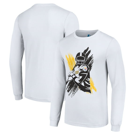 Men's Starter White Pittsburgh Steelers Player X Logo Graphic Long Sleeve T-Shirt