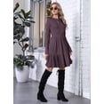 thumbnail image 5 of Women Long Sleeve Fall Dresses Flowy Casual Ribbed Knit Crew Neck Knee Length Sweater Dress S, 5 of 9