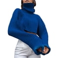 thumbnail image 1 of Chandail Court en Laine à Col Roulé pour Femmes Automne et Hiver Manches Tricotées Couleur Unie, 1 of 4