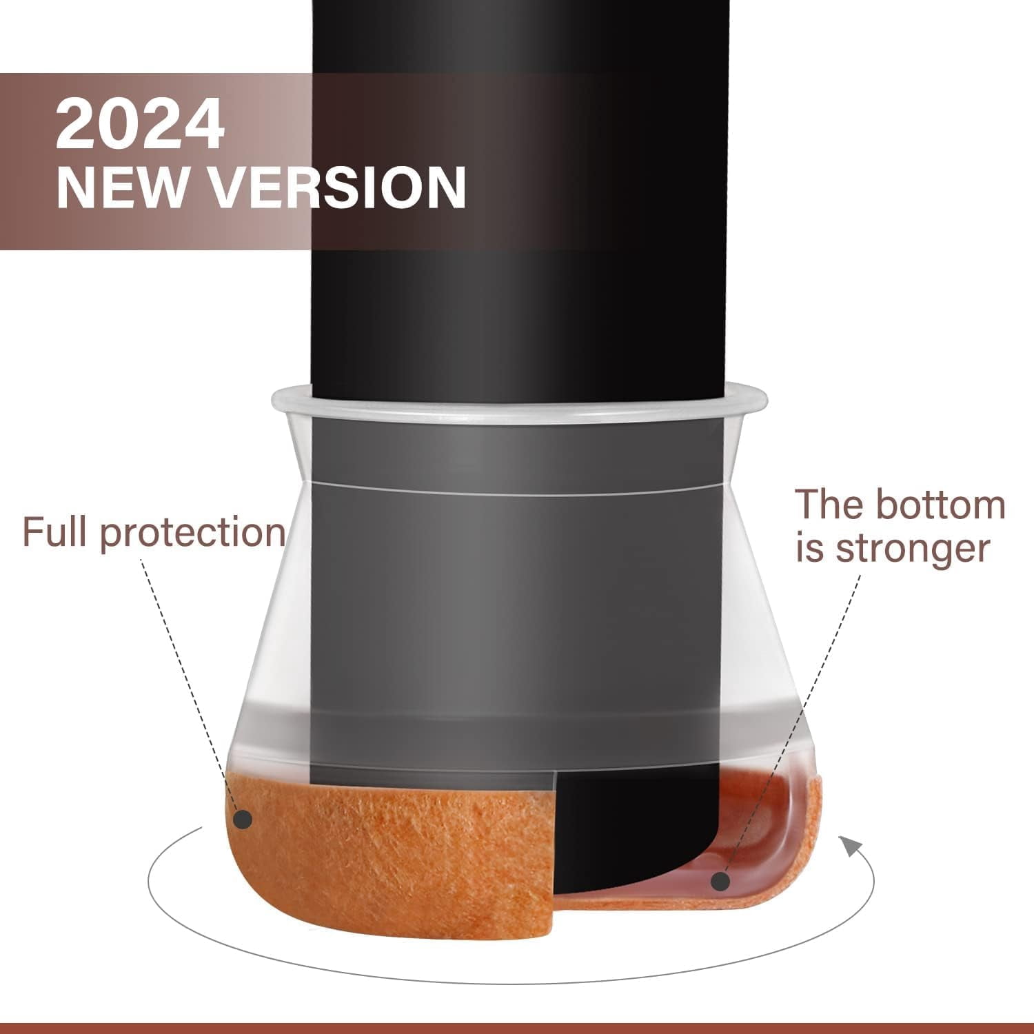 Kocwell Chair Leg Floor Protectors for Hardwood Floors with Felt Pads Covers to Protect Wood Furniture Leg Feet Cup Silicone Caps 32pcs Furniture Pads No Noise (Clear 0.76"-1.18")