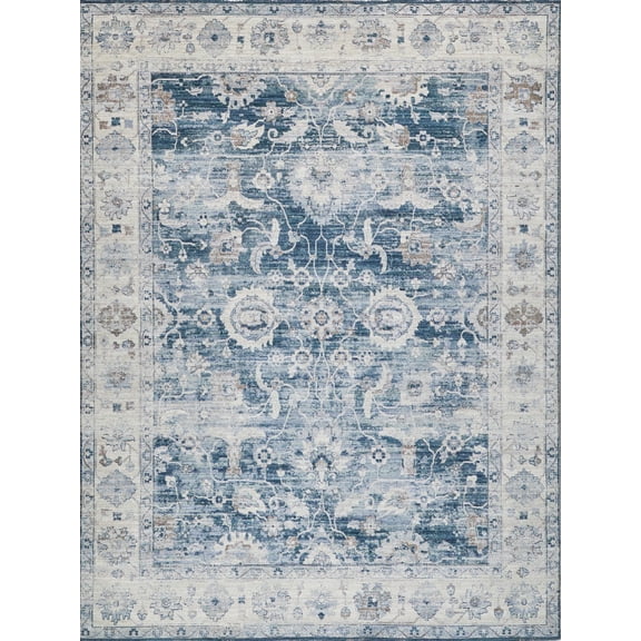 Vintage Looms Blue/Beige Polyester powerloom Area Rug