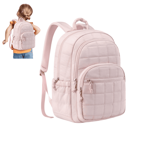 College Laptop Backpack, Travel Backpack for Women, Quilted Casual Daypack, Water-Resistant Bookbag for Laptop