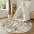 thumbnail image 2 of UERMEI 6x6 Round Washable Area Rugs for Living Room, Modern Abstract Printed Rug, Vacuum-Friendly, Non Slip Indoor Rug for Bedroom Dining Room Home Decor Carpet, Dark Brown, 2 of 8
