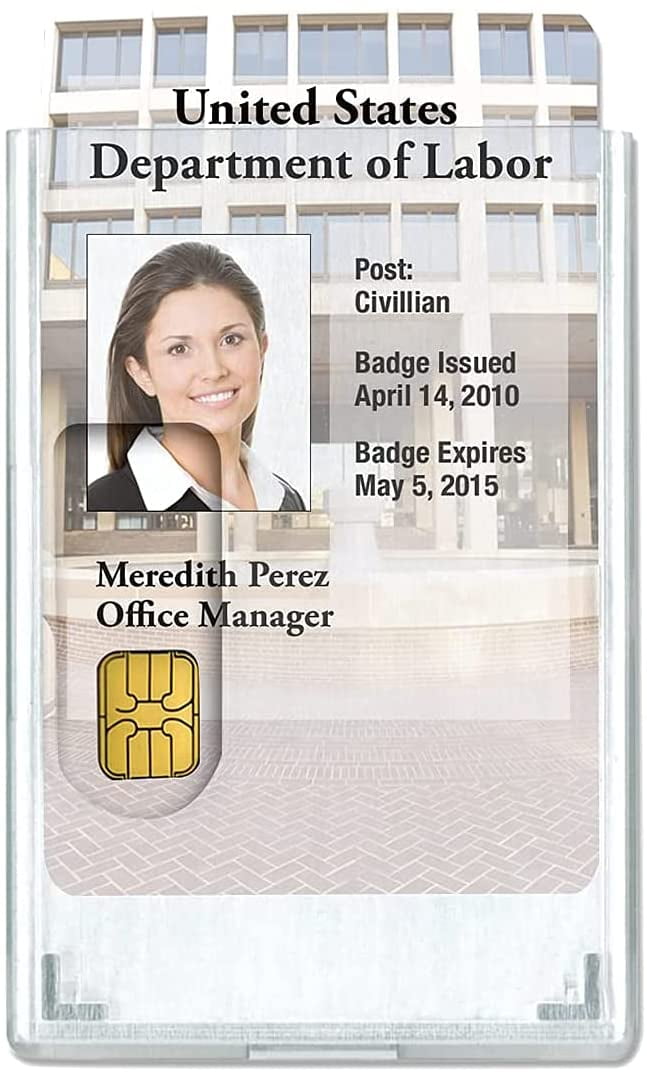 5 Pack - RFID Blocking Rigid Shielded 2-Card Badge Holder - Double Sided I'D Card Protector with Thumb Slide Removal - Horizontal or Vertical Orientation by Specialist ID