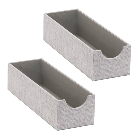 Household Essentials Narrow Organizer Tray 2 Pack, Slim Accessory Organizer, Sturdy with Soft Fabric, Stylish and Functional, Gray