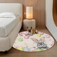 thumbnail image 2 of Easter Rabbits Round Area Rug 6Ft Washable Circle Rugs for Bathroom Office, Weeping Pink Peach Eggs Vintage Beige Spring Non-Slip Carpet Floor Mats Indoor Outdoor Carpet Runner Aesthetic Home Decor, 2 of 8
