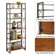 thumbnail image 6 of VECELO 2-Piece Bookshelf, Industrial Metal Freestanding 5-Shelf Folding Bookcase for Living Room, Bedroom, Kitchen, Office, No Assembly, Brown, 6 of 7