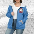 thumbnail image 4 of Sudadera informal con capucha y manga larga para mujer, estilo navideño, de gran tamaño, color liso, con cremallera, capucha y forro polar grueso, chaqueta de manga larga con hombros descubiertos, blu, 4 of 5