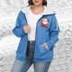 thumbnail image 4 of Sudadera informal con capucha y manga larga para mujer, estilo navideño, de gran tamaño, color liso, con cremallera, capucha y forro polar grueso, chaqueta de manga larga con hombros descubiertos, blu, 4 of 5