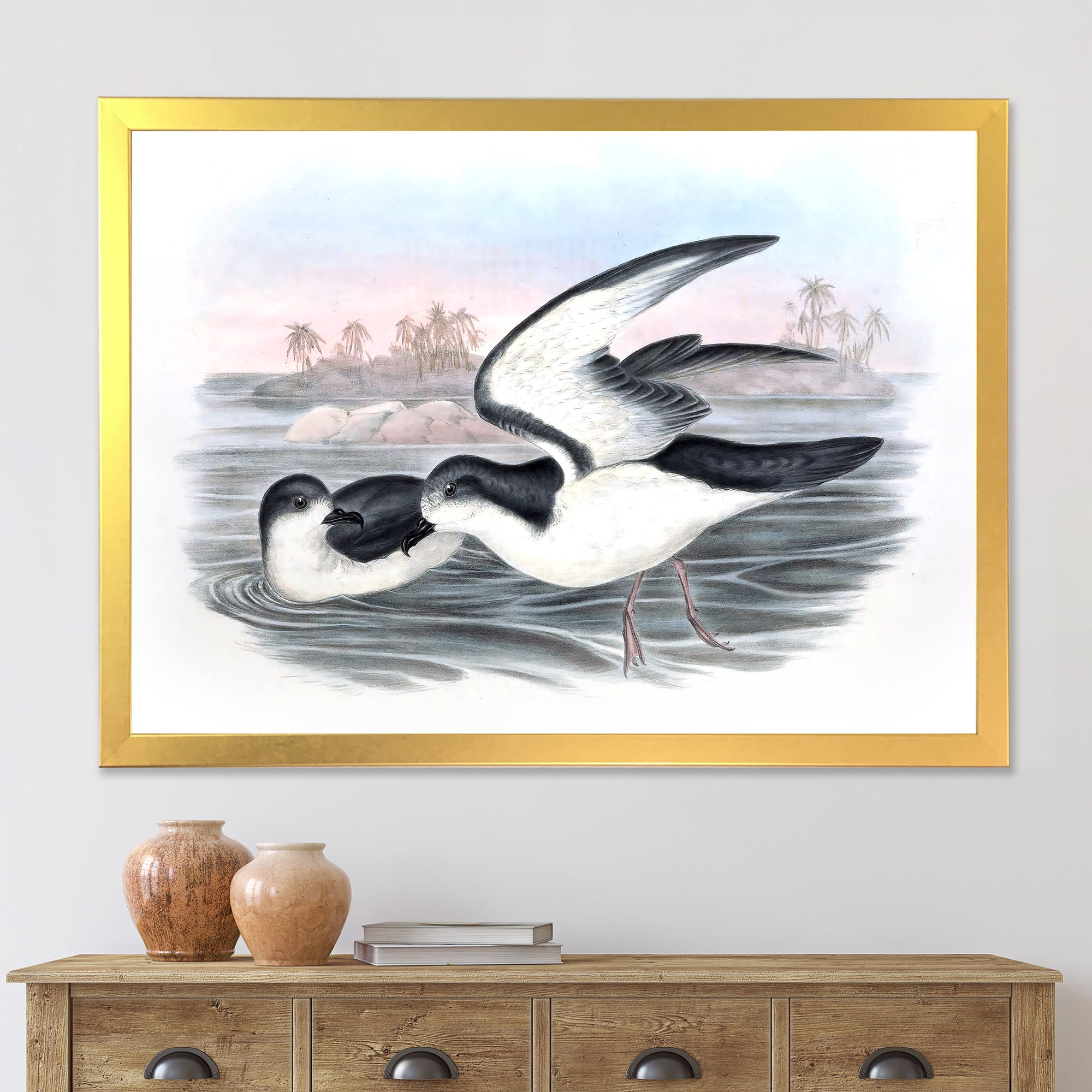 Designart 'Ancient Australian Birds X' Traditional Framed Art Print