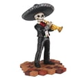 thumbnail image 2 of Skeleton Skull Black Mariachi Band Trumpet Statue, 2 of 2
