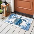 thumbnail image 4 of 2x3 Ft Entryway Area Rug, Ocean Turtle Kitchen Rug Runner Washable Floor Mat, Blue Coastal Starfish Coral Stripes Retro Non Slip Indoor Door Mat Throw Carpet for Bathroom Living Room Bedroom, 4 of 8