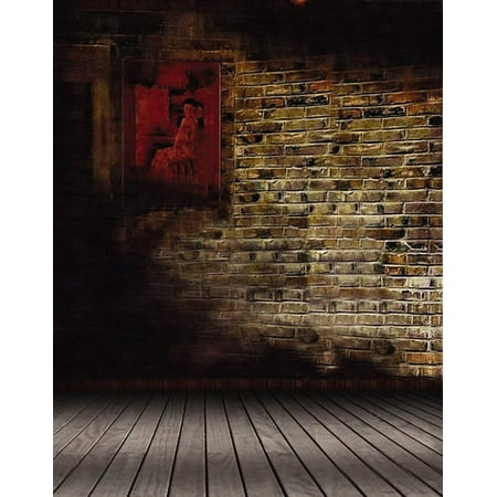 Image of ABPHOTO Polyester Wooden Floor Vintage Brick Wall Photography Backdrops Photo Props Studio Background 5x7ft