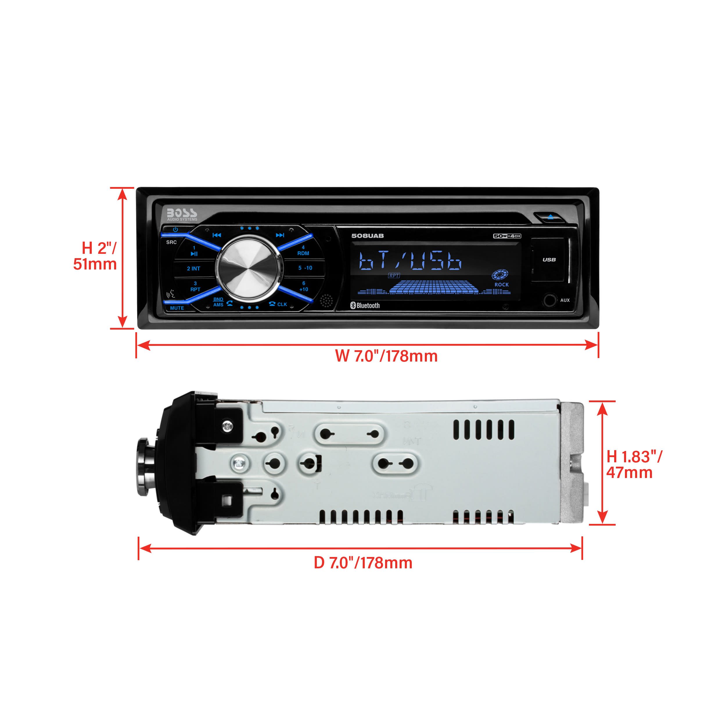 Boss Audio Systems 508UAB Single Din Bluetoothe Audio and Calling Car Stereo - image 3 of 17