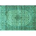 thumbnail image 1 of Ahgly Company Machine Washable Indoor Rectangle Medallion Turquoise Blue Traditional Area Rugs, 2' x 4', 1 of 4