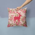 thumbnail image 2 of Deer Shabby Chic Pink Roses Fabric Decorative Pillow, 2 of 4