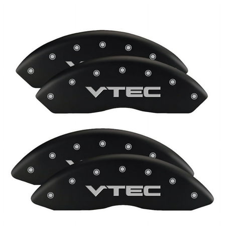 MGP 4 Caliper Covers Engraved Front & Rear Vtech Matte Black finish silver ch