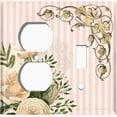 thumbnail image 4 of Metal Light Switch Plate Outlet Cover Elegant White Rose Peach Striped Damask FLW074, 4 of 13