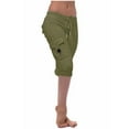 thumbnail image 5 of Simua Women's Workout Out Leggings Shorts Elastic Waist with Button Pocket Yoga Gym Loose Half Cargo Shorts, 5 of 9