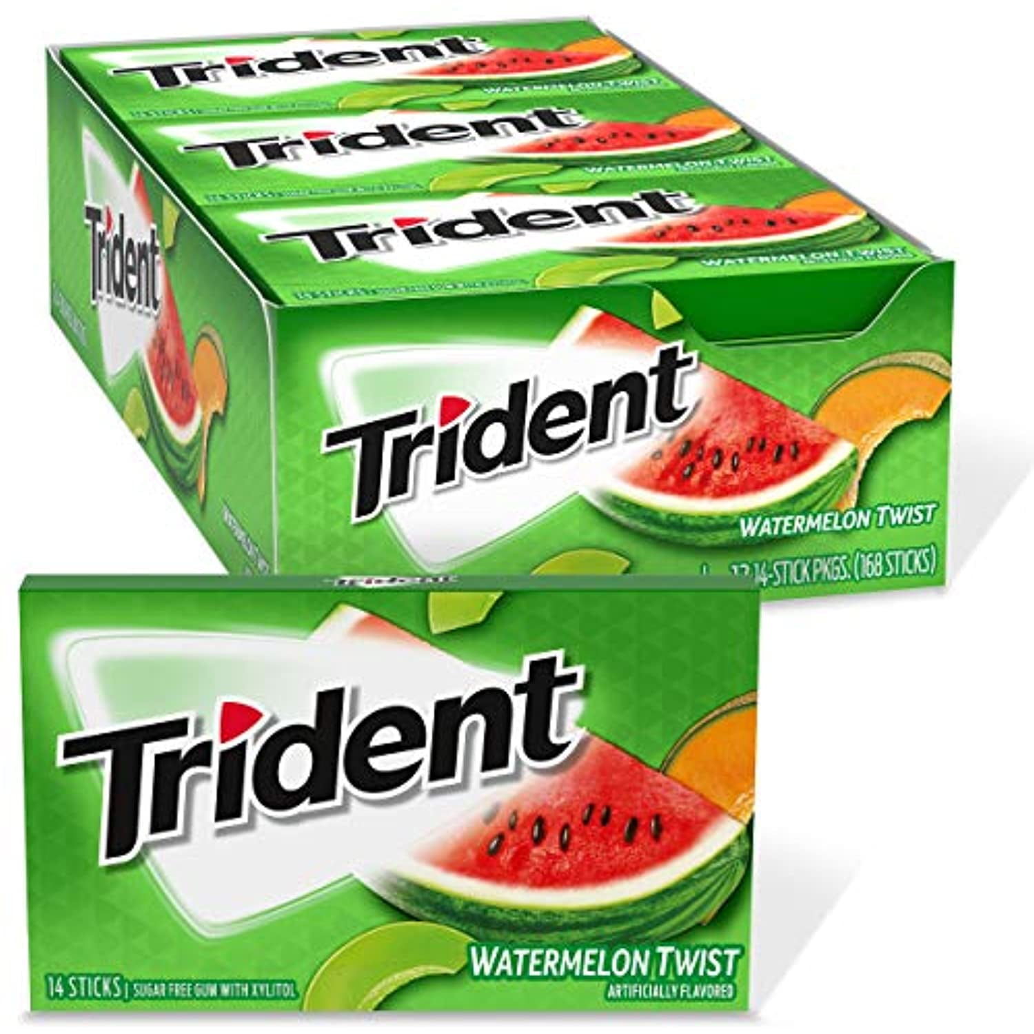 Trident Watermelon Twist Sugar Free Gum, 12 Packs Of 14 Pieces (168 Total Pieces)