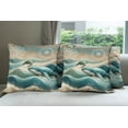 thumbnail image 5 of Ambesonne Nautical Throw Pillow Cover Pack of 4, Mandala Whale and Turtle, 4 Pcs-24" x 24", Teal Ecru Blue, 5 of 5