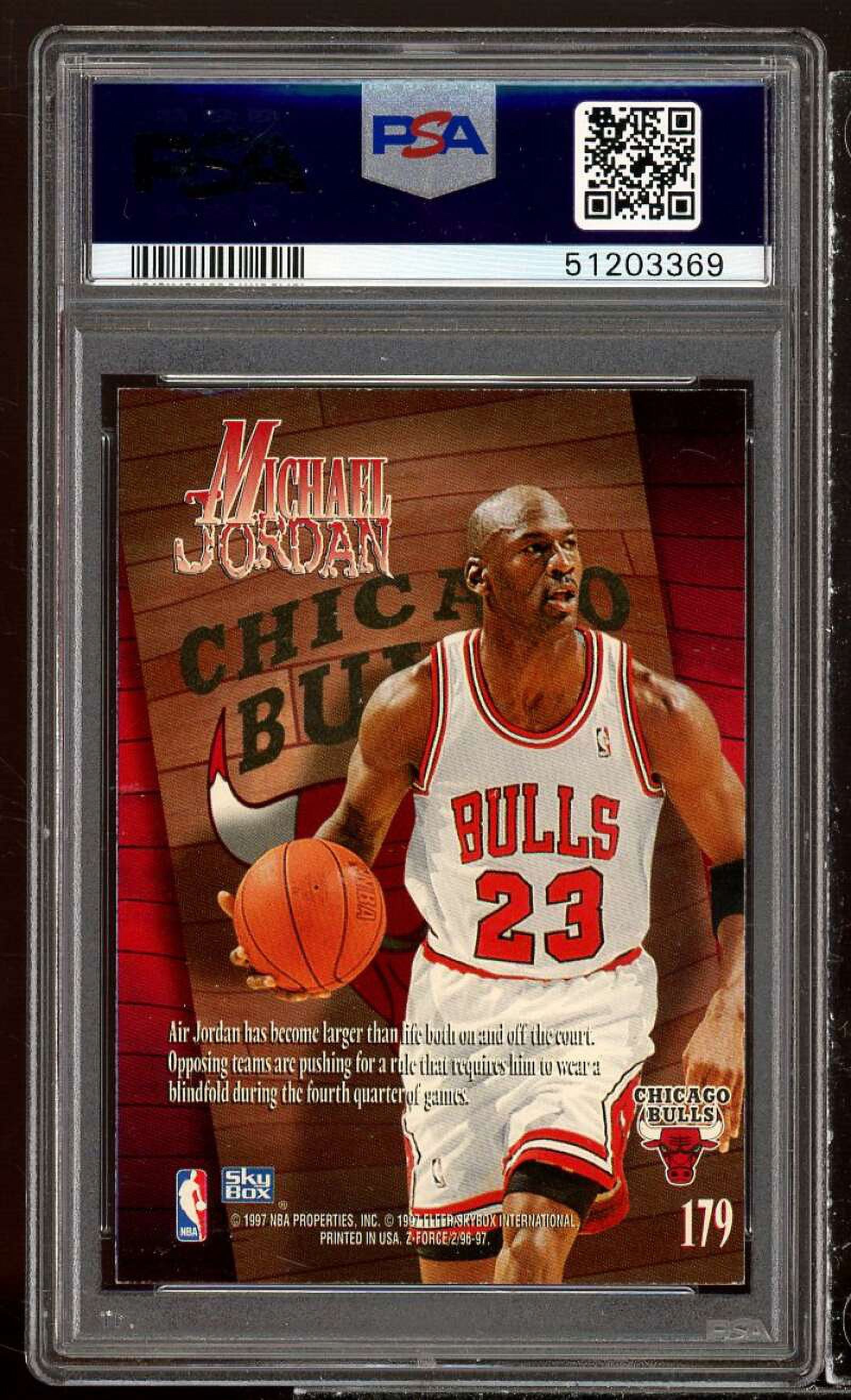 Michael Jordan Card 1996-97 Skybox Z-Force #179 PSA 9