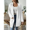 thumbnail image 3 of HTNBO Womens Ribbed Knit Casual Open Front Cardigans Long Sleeve Sweater with Pocket Fuzzy Fleece Outerwear, 3 of 6
