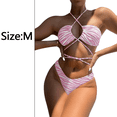 thumbnail image 2 of Ensemble Bikini 2 Pcs pour Femmes Aguichant Bretelles Croisées devant String Taille Haute, 2 of 5