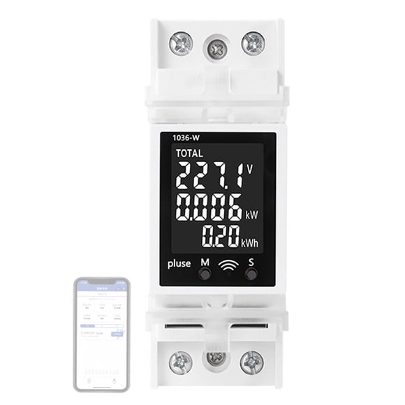 yeacher WiFi-Enabled Smart Circuit Breaker with LCD Display - Remote Monitoring of Voltage, Current, Power, Energy, Frequency & Power Factor - DIN Rail Mount - 85-265V 63A - Mobile App Control (WiFi