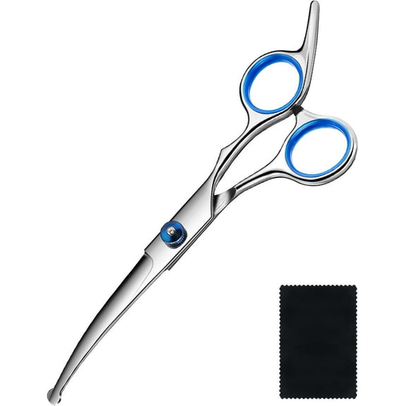 Dog Grooming Scissors Curved Shears Set Rounded Trimming Scissors for Professional Pet Dogs Cats Doodles Face Paws Matted Hair Removal at Home Use Supplies Station for Carding Tools and Trimmer