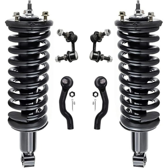 Detroit Axle - 4WD Front Struts w/Coil Spring   Sway Bars Outer Tie Rods End Replacement for 2005-2019 Nissan Frontier 4.0L - 6pc Set