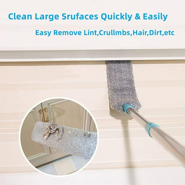 Microfiber Duster,Dust Brush Under Appliance,Retractable Gap Dust Cleaner Brush with Duster Cloth and Extendable Pole,Bendable,Washable,Extendable Microfiber Duster for Sofa Bed Furniture Bottom