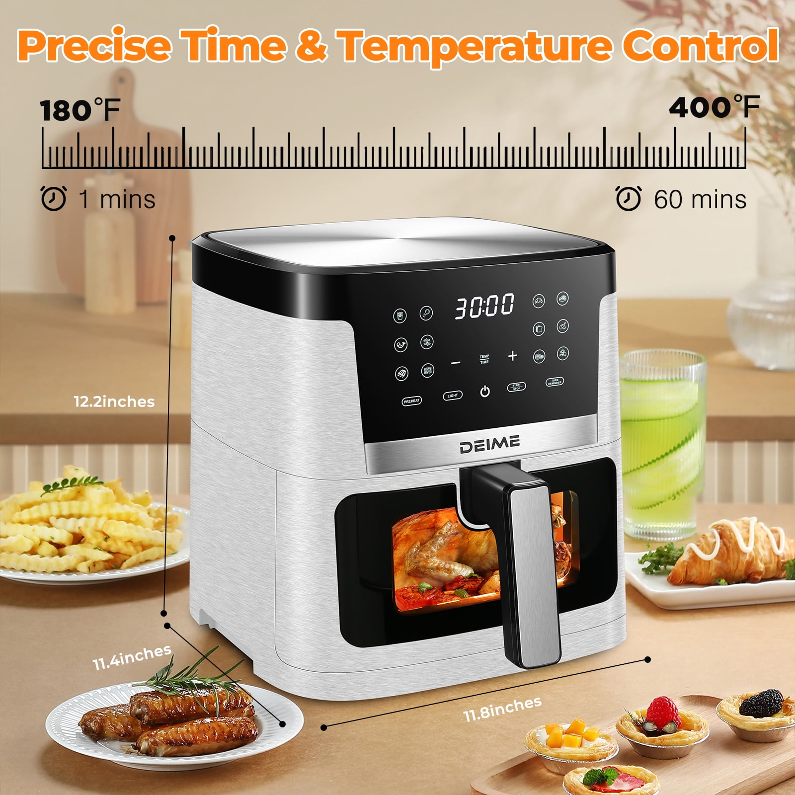 Friteuse Sans Huile (air Fryer) DEIME 2,5 L Numérique - Compacte, Silencieuse, Panier Antiadhésif Lavable Lave-vaisselle - Blanc - 7