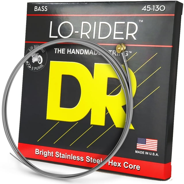 Bass DR Strings Lo-Rider de acero inoxidable con núcleo hexagonal de 5 cuerdas
