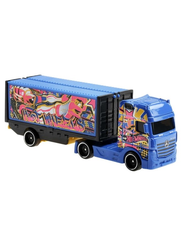 Hot Wheels Trackin' Trucks, 1:64 Scale Racing Rig & 1:64 Scale Toy Car (Styles May Vary)