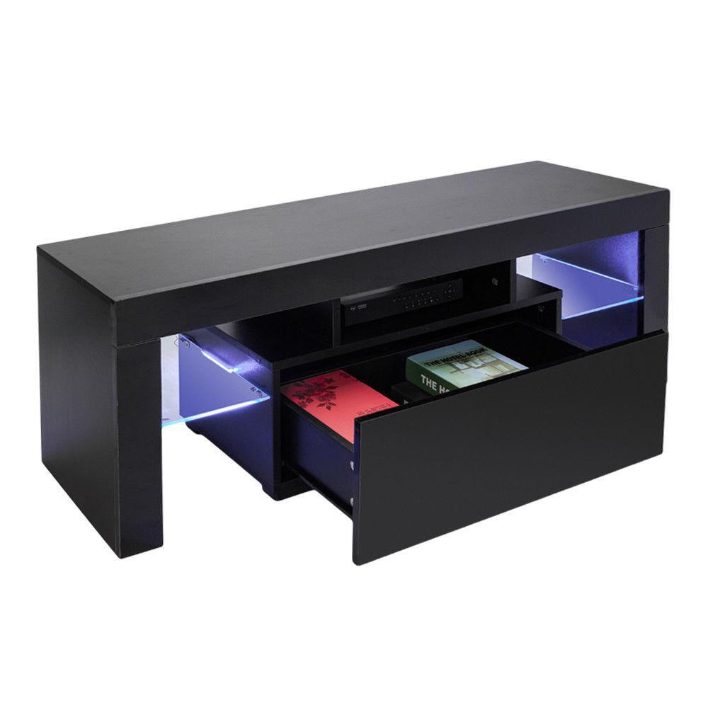 Modern LED TV Cabinet Media Console Cabinet LED Shelves with 2 Drawers for Living Room Goujxcy TV Stand with LED Lights 