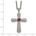 thumbnail image 5 of Shey Couture QTC243 Sterling Silver with 14K Gold Amethyst Cross Necklace - Antiqued & Polished, 5 of 5